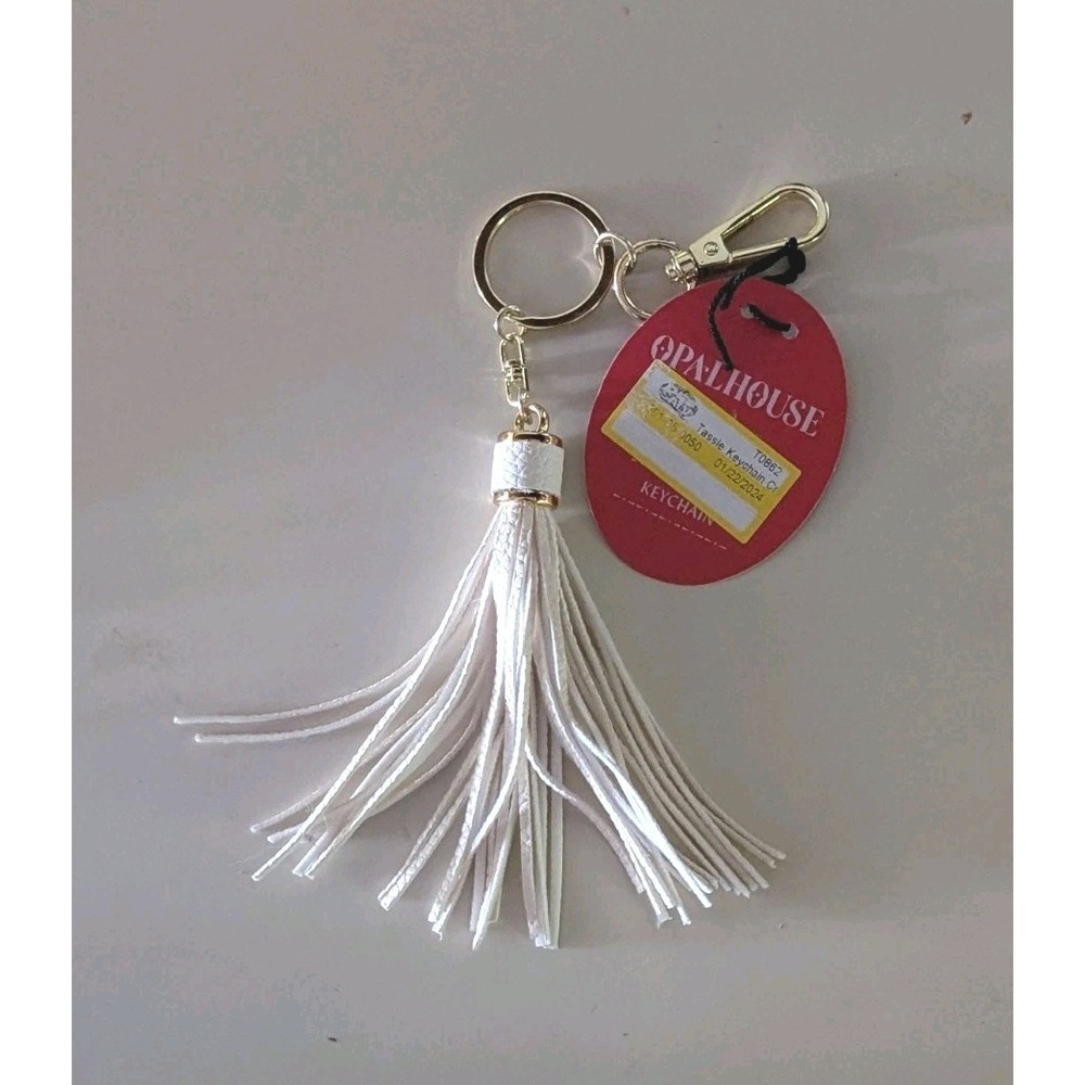 Opalhouse White tassel Keychain Backpack Keys Purse Charm New